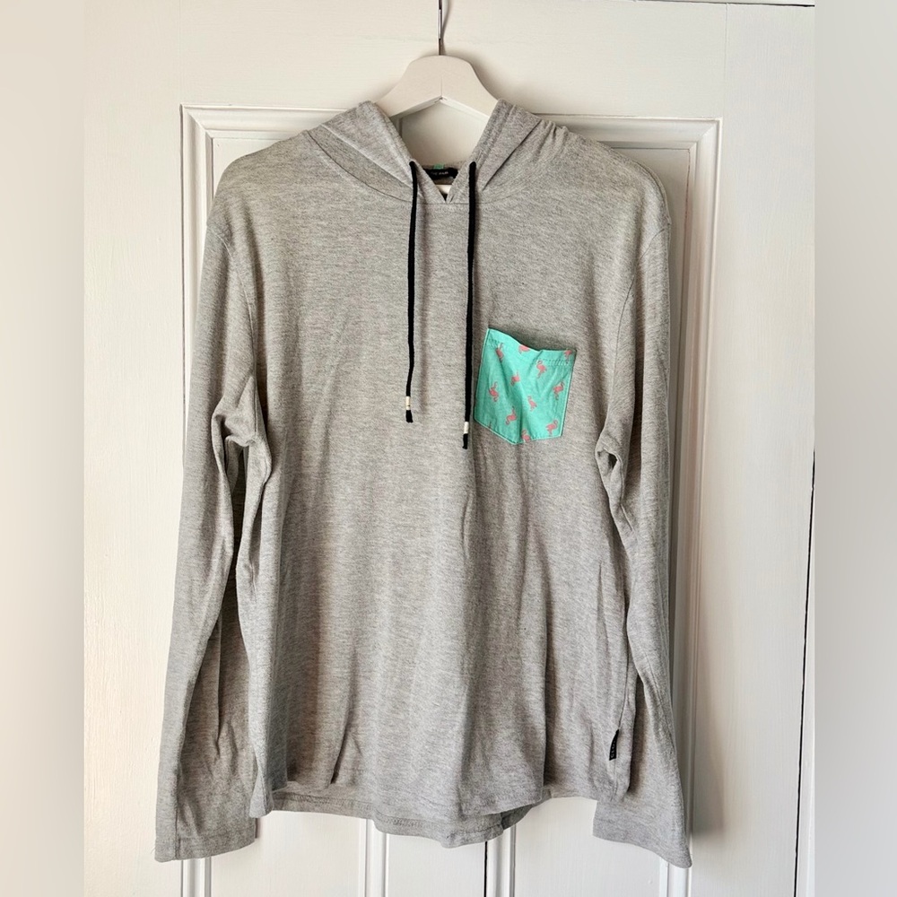 Brooklyn Cloth Mens Gray Large Hoodie The Marl Pink Flamingo Pocket